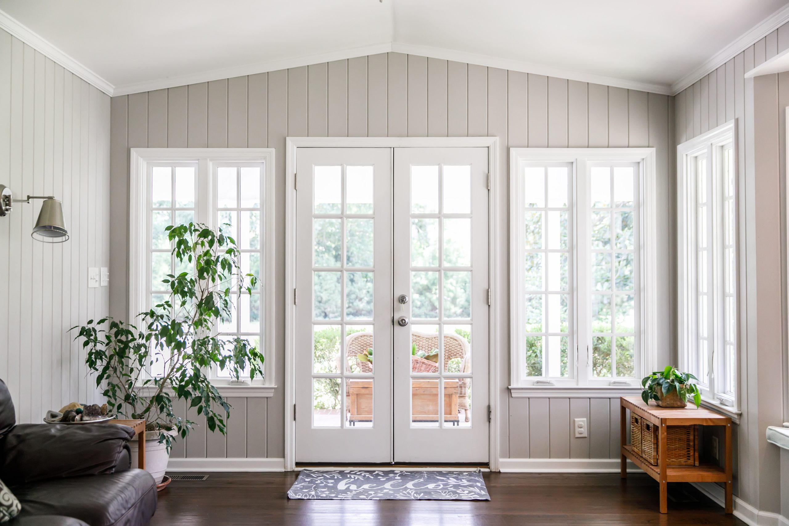 White French doors leading to outdoor space