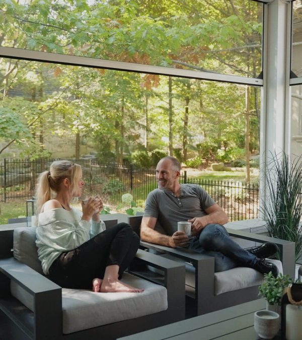 Mike Weaver and Carrie Rowan enjoying their upgraded patio space with Phantom Screens
